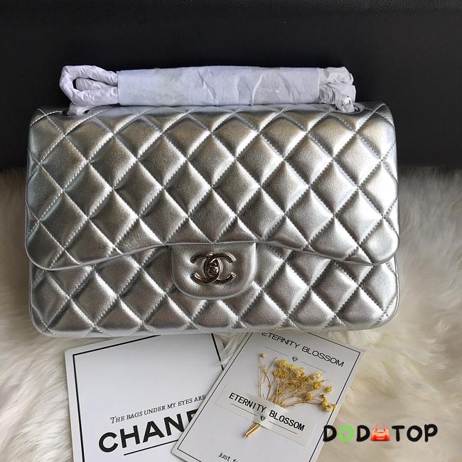 Chanel A01113 Jumbo Classic Flap Bag Silver/Gold Lambskin Size 30 cm - 1
