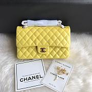 Chanel Shinny Leather Medium Classic Flap Bag Yellow Size 25 cm - 1