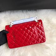 Chanel Shinny Leather Medium Classic Flap Bag Red Size 25 cm - 4