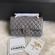Chanel Shinny Leather Medium Classic Flap Bag Grey Size 25 cm - 1
