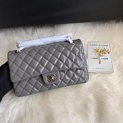Chanel Shinny Leather Medium Classic Flap Bag Grey Size 25 cm - 6