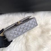 Chanel Shinny Leather Medium Classic Flap Bag Grey Size 25 cm - 5