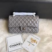 Chanel Shinny Leather Medium Classic Flap Bag Grey Size 25 cm - 3