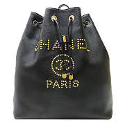 Chanel Deauville Drawstring Bucket Bag Studded Caviar Black Size 42 x 35.5 x 14 cm - 1