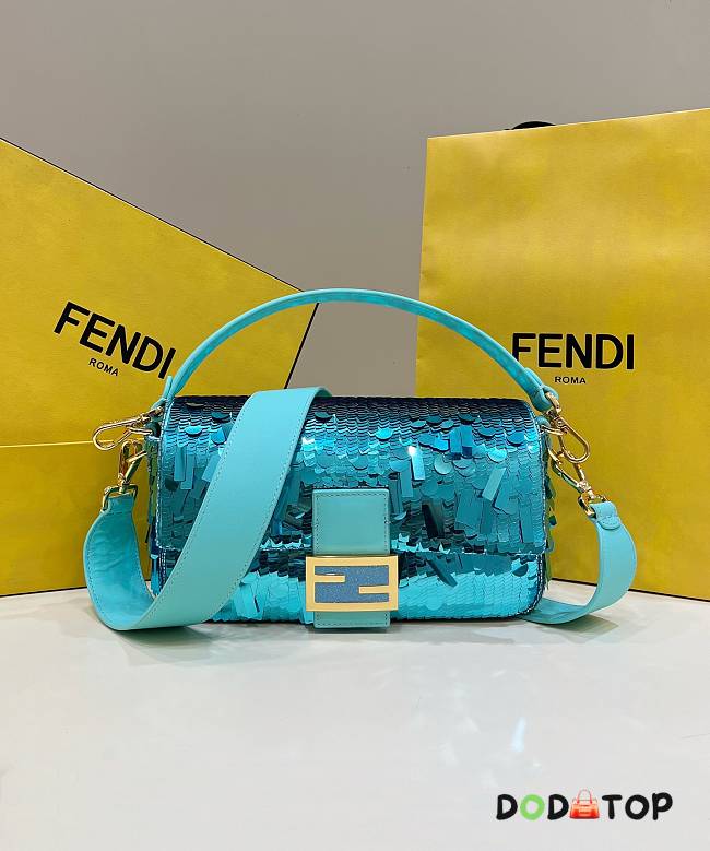 Fendi Baguette Blue Bag Size 27 cm - 1
