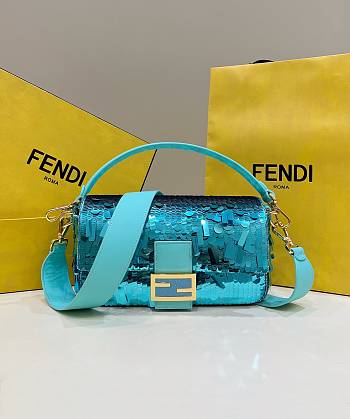 Fendi Baguette Blue Bag Size 27 cm