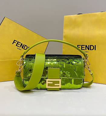 Fendi Baguette Green Bag Size 27 cm
