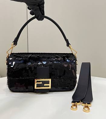 Fendi Baguette Black Bag Size 27 cm