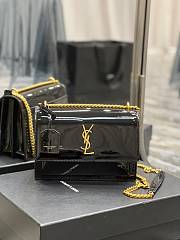 YSL Sunset Patent Leather Shoulder Bag Black Size 22 x 8 x 16 cm - 1