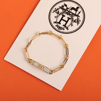 Hermes Kelly Chaine Bracelet With Diamonds Gold/Silver