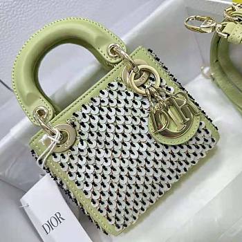Dior Micro Lady Dior Bag Sage Green Embroidered Size 12 x 10 x 5 cm