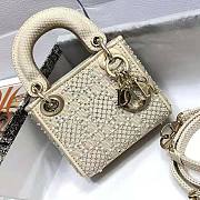 Dior Micro Lady Dior Bag Beige Canvas Embroidered Size 12 x 10.2 x 5 cm - 1