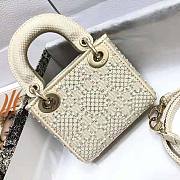 Dior Micro Lady Dior Bag Beige Canvas Embroidered Size 12 x 10.2 x 5 cm - 3