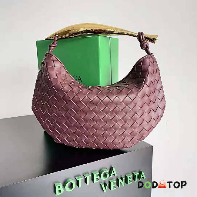 Bottega Veneta Sardine Top Handle Bag Maroon Size 20 x 33 x 4 cm - 1