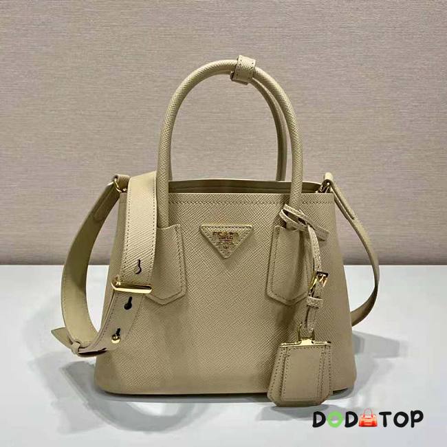 Prada Double Saffiano Leather Mini Bag Beige Size 18.5 x 12.5 x 25 cm - 1