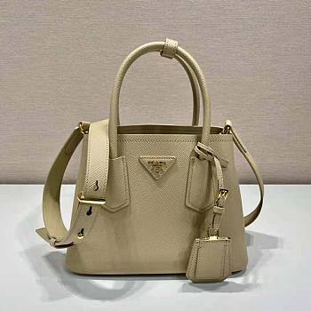 Prada Double Saffiano Leather Mini Bag Beige Size 18.5 x 12.5 x 25 cm