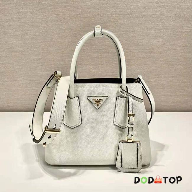 Prada Double Saffiano Leather Mini Bag White Size 18.5 x 12.5 x 25 cm - 1