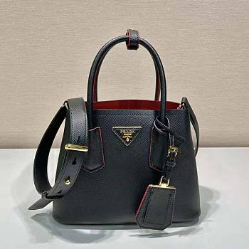 Prada Double Saffiano Leather Mini Bag Black Size 18.5 x 12.5 x 25 cm