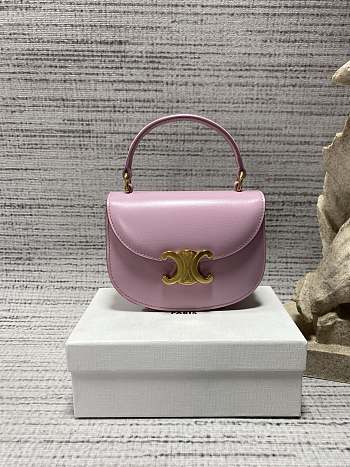 Celine Mini Besace Triomphe In Shiny Calfskinchalk Pink Size 15.5 x 11.5 x 5 cm