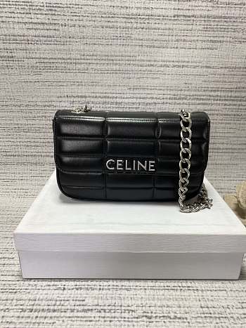 Celine Chain Shoulder Bag Matelasse Monochrome Celine In Quilted Goatskinblack Size 24 × 15 × 5 cm