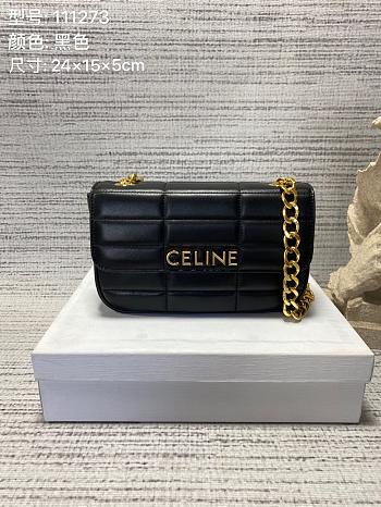 Celine Chain Matelasse Monochrome Celine Black/Gold Size 24 × 15 × 5 cm