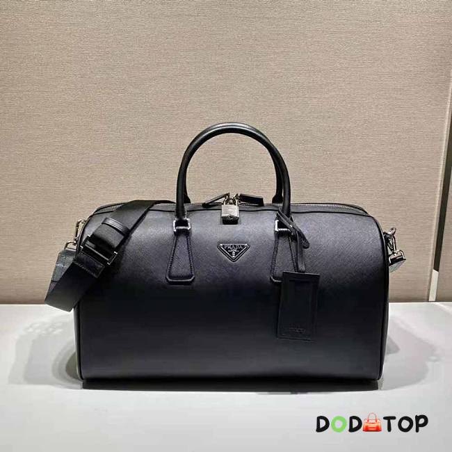 Prada Elegant Duffle Bag in Saffiano Leather Travel Bag Black Size 27.5 x 25 x 50 cm - 1