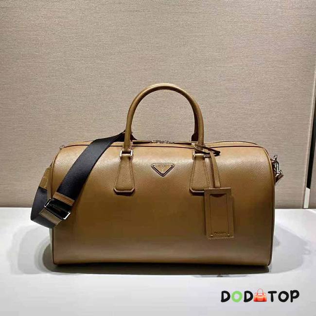 Prada Elegant Duffle Bag in Saffiano Leather Travel Bag Brown Size 27.5 x 25 x 50 cm - 1