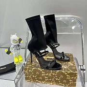 Dolce Gabbana D&G Women Polished Calfskin and Spandex Fabric Sandals 105 mm - 3