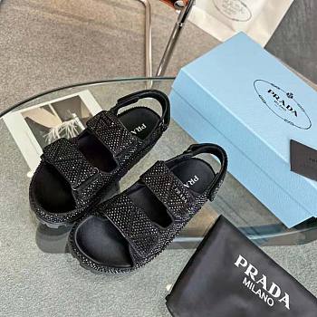 Prada Satin Sandals with Crystals Black