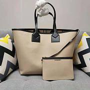 Burberry Label Print Cotton and Leather Large London Tote Bag Size 61 x 22 x 35 cm - 3