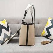 Burberry Label Print Cotton and Leather Small London Tote Bag Size 35 x 11 x 27cm - 2