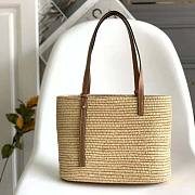 Loewe Small Square Basket Bag in Raffia and Calfskin Brown Size 20.5 x 26.5 x 10 cm - 6