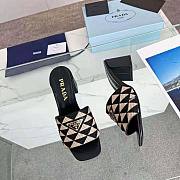 Prada Embroidered Fabric Sandals Black - 5