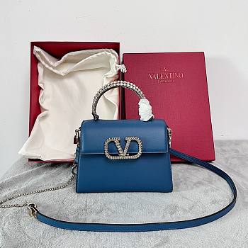 Valentino Garavani Vsling Small Handbag Blue Size 22 x 17 x 9 cm