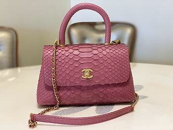 Chanel Coco Handle Python Dark Pink Size 25.5 cm