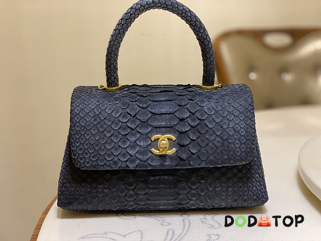 Chanel Coco Handle Python Dark Blue Size 25.5 cm - 1