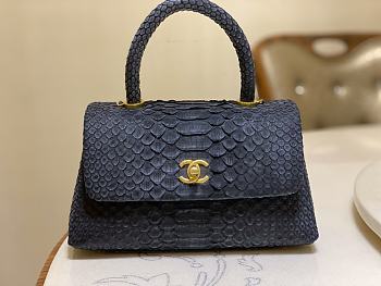 Chanel Coco Handle Python Dark Blue Size 25.5 cm