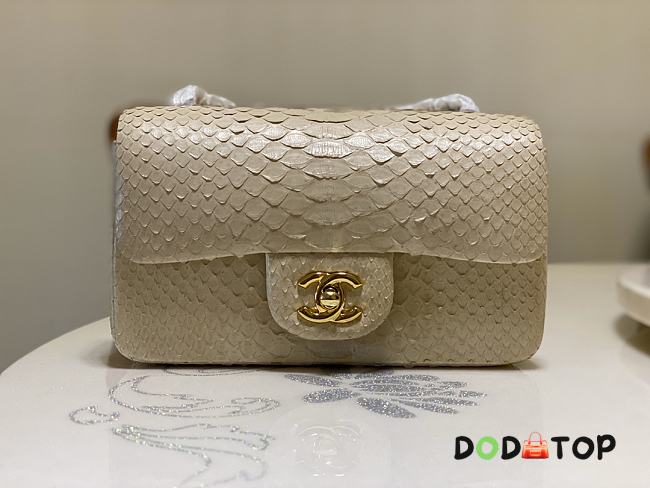 Chanel Flap Bag Python Beige Size 20 cm - 1