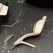 Jimmy Choo Saeda Sandal 100 Ivory Satin Sandals with Crystal Embellishment - 5