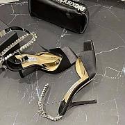 Jimmy Choo Saeda Sandal 100 Black Suede Sandals with Crystal Embellishment - 6
