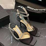 Jimmy Choo Saeda Sandal 100 Black Suede Sandals with Crystal Embellishment - 3