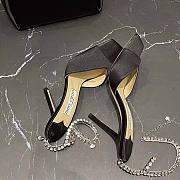Jimmy Choo Saeda Sandal 100 Black Suede Sandals with Crystal Embellishment - 2
