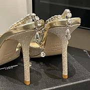 Jimmy Choo Saeda Sandal 100 Platinum Ice Dusty Glitter Sandals with Crystal Embellishment - 5