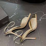 Jimmy Choo Saeda Sandal 100 Platinum Ice Dusty Glitter Sandals with Crystal Embellishment - 3