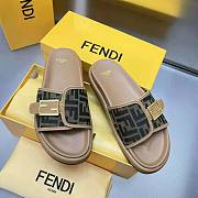 Fendi Women Feel Brown Fabric Slides - 5