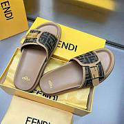Fendi Women Feel Brown Fabric Slides - 2