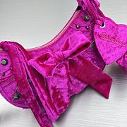 Balenciagale Cagole XS Velvet Bow Shoulder Bag Pink Size 26 x 16 x 9.9 cm - 2