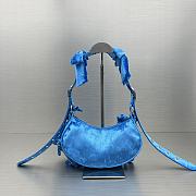 Balenciagale Cagole XS Velvet Bow Shoulder Bag Blue Size 26 x 16 x 9.9 cm - 5