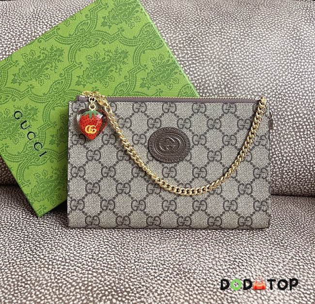 Gucci Wrist Wallet With Double G Strawberry Size 20 x 13.5 x 2 cm - 1