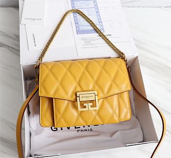 Givenchy Quilted Leather Crossbody Bag Yellow Size 21.5 x 7 x 14 cm